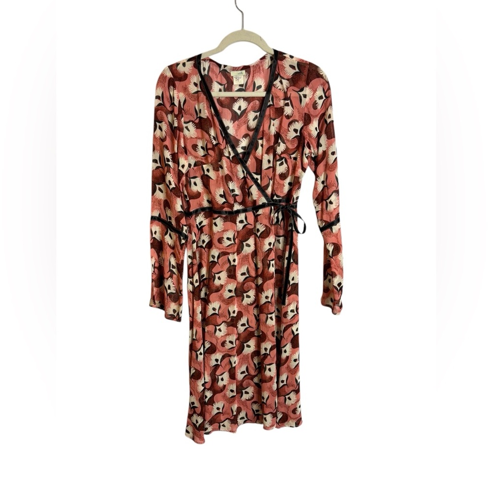 Odille Anthropologie '90s Vintage Sheer Y2K Floral Sheer Wrap Dress Size 8